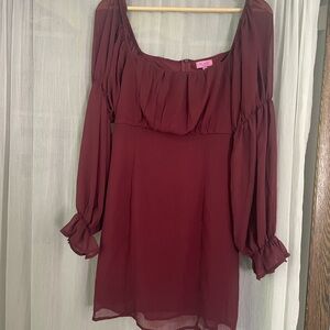 Miami Burgundy Long Sleeve Dress